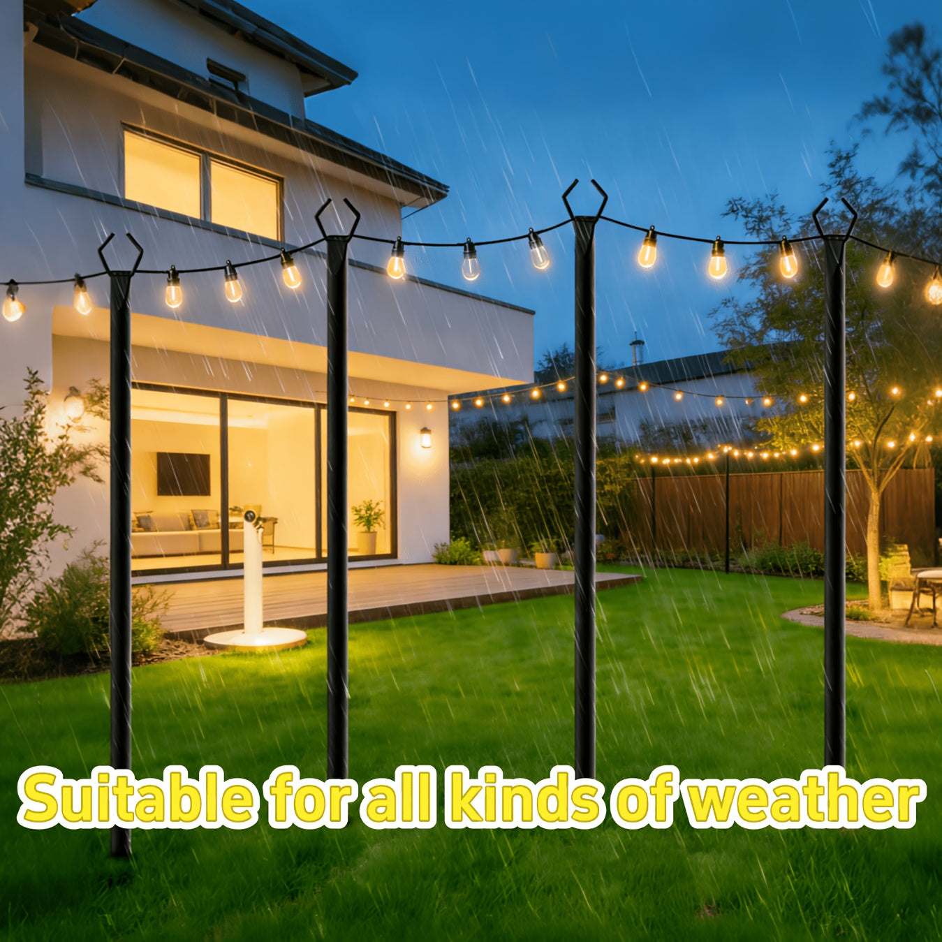 2/4/6 Pack 8.9FT String Light Poles Heavy Duty Outdoor Patio Garden