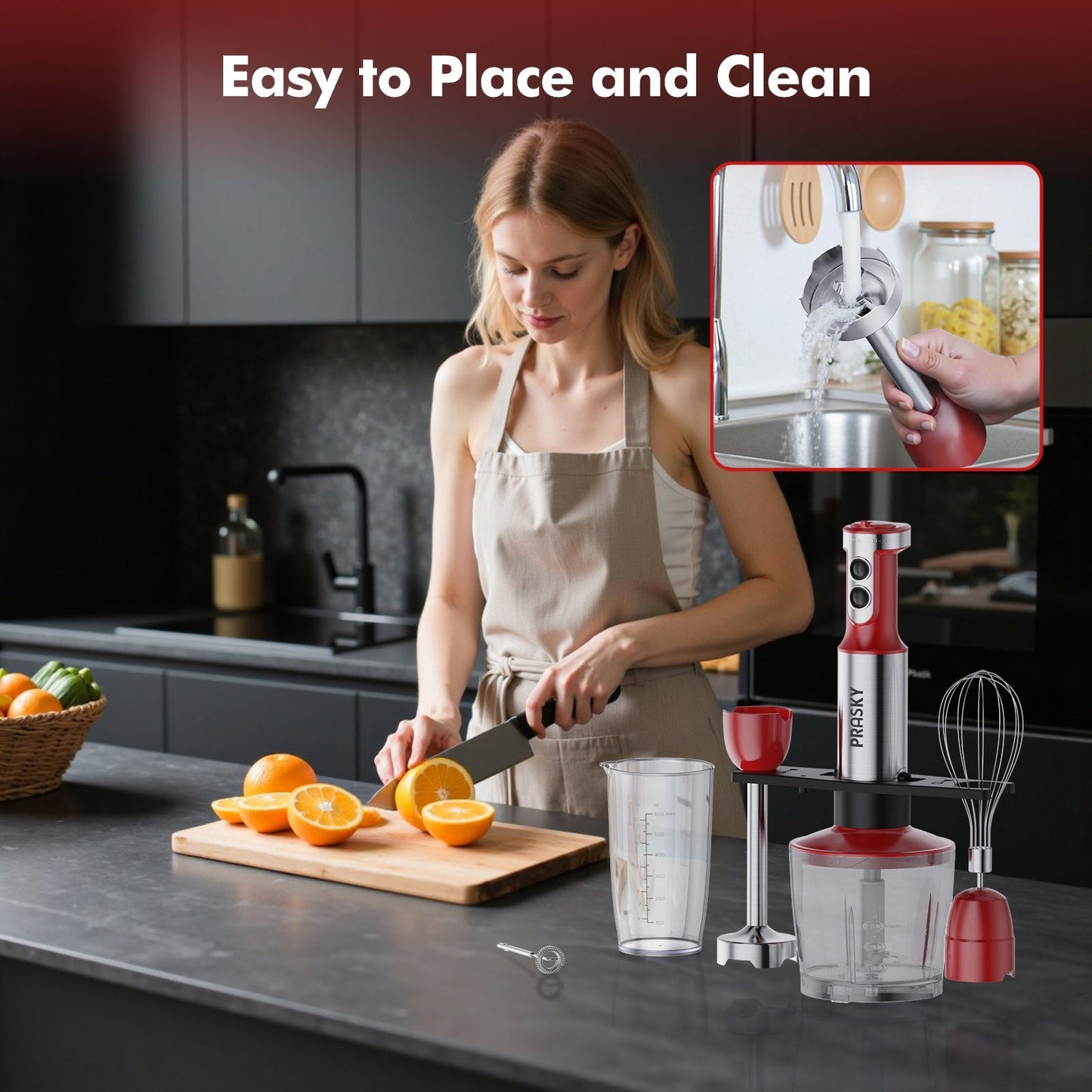 5-in-1 Handheld Stick Blender Immersion Mixer Whisk Chopper Kitchen Set