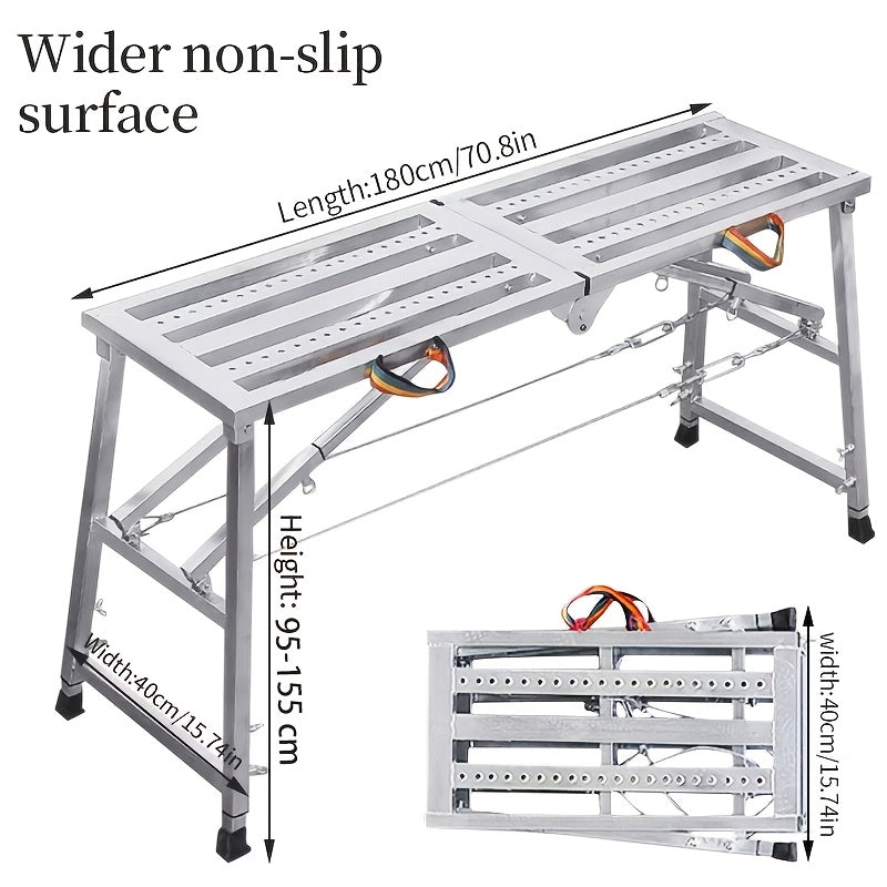 Adjustable Folding Scaffold Platform 1300LBS Portable Steel Work Bench Stool