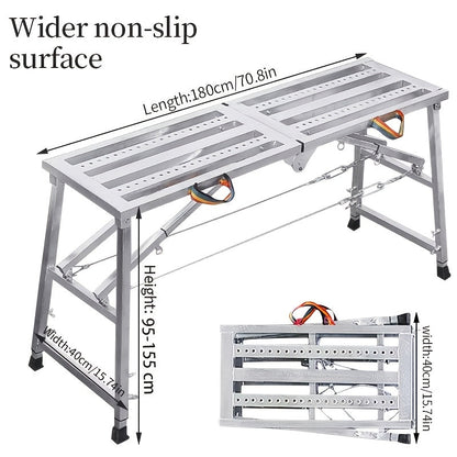 Adjustable Folding Scaffold Platform 1300LBS Portable Steel Work Bench Stool