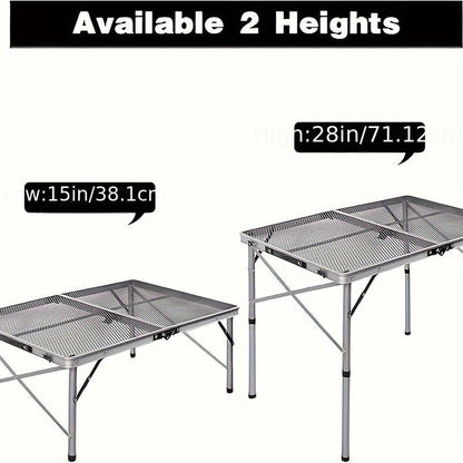 3FT Folding Camping Table Aluminum Portable Adjustable Picnic Table Black
