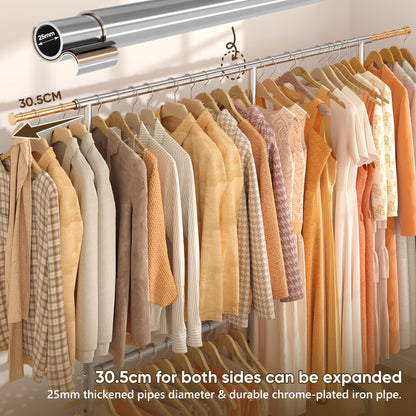 Raybee 74" Heavy Duty Clothes Rack Double Rod Garment Rack 630LBS w/Wheels