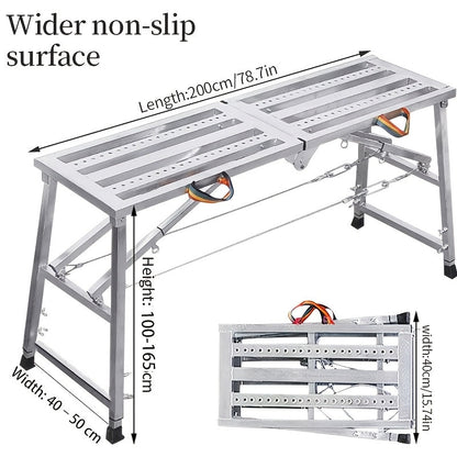 Adjustable Folding Scaffold Platform 1300LBS Portable Steel Work Bench Stool