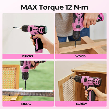 119 PCS Power Tool Set 8V/12V Cordless Drill Driver Hand Tool Kit Home DIY Repair