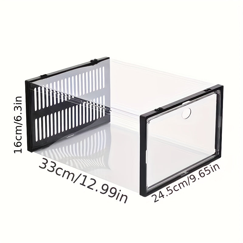 6/12/24PCS Clear Shoe Storage Boxes Stackable Foldable Sneaker Organizer Bin