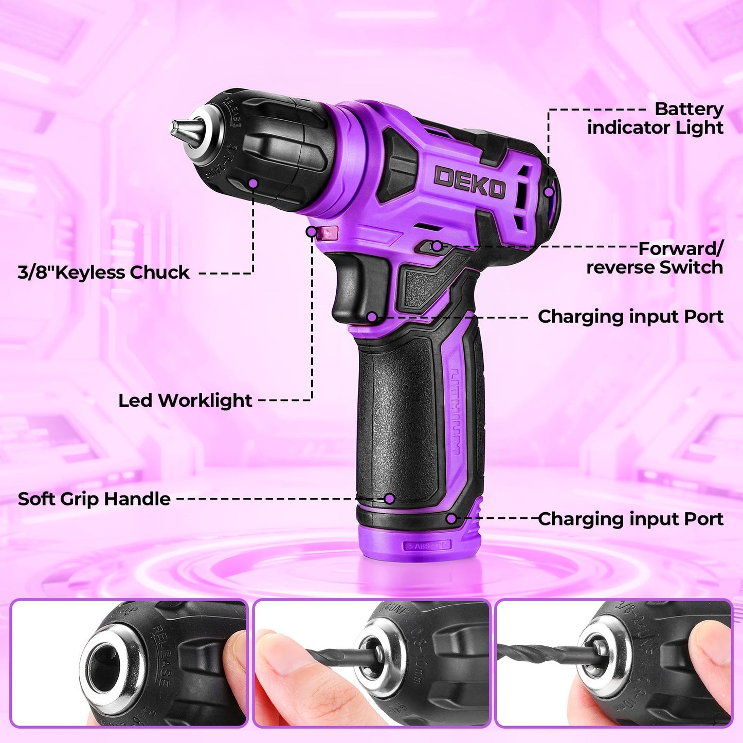 119 PCS Power Tool Set 8V/12V Cordless Drill Driver Hand Tool Kit Home DIY Repair
