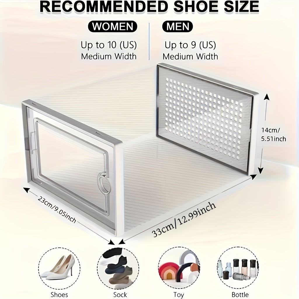 6/12/24PCS Clear Shoe Storage Boxes Stackable Foldable Sneaker Organizer Bin
