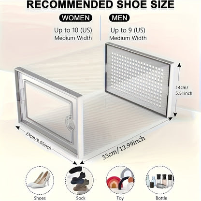 6/12/24PCS Clear Shoe Storage Boxes Stackable Foldable Sneaker Organizer Bin