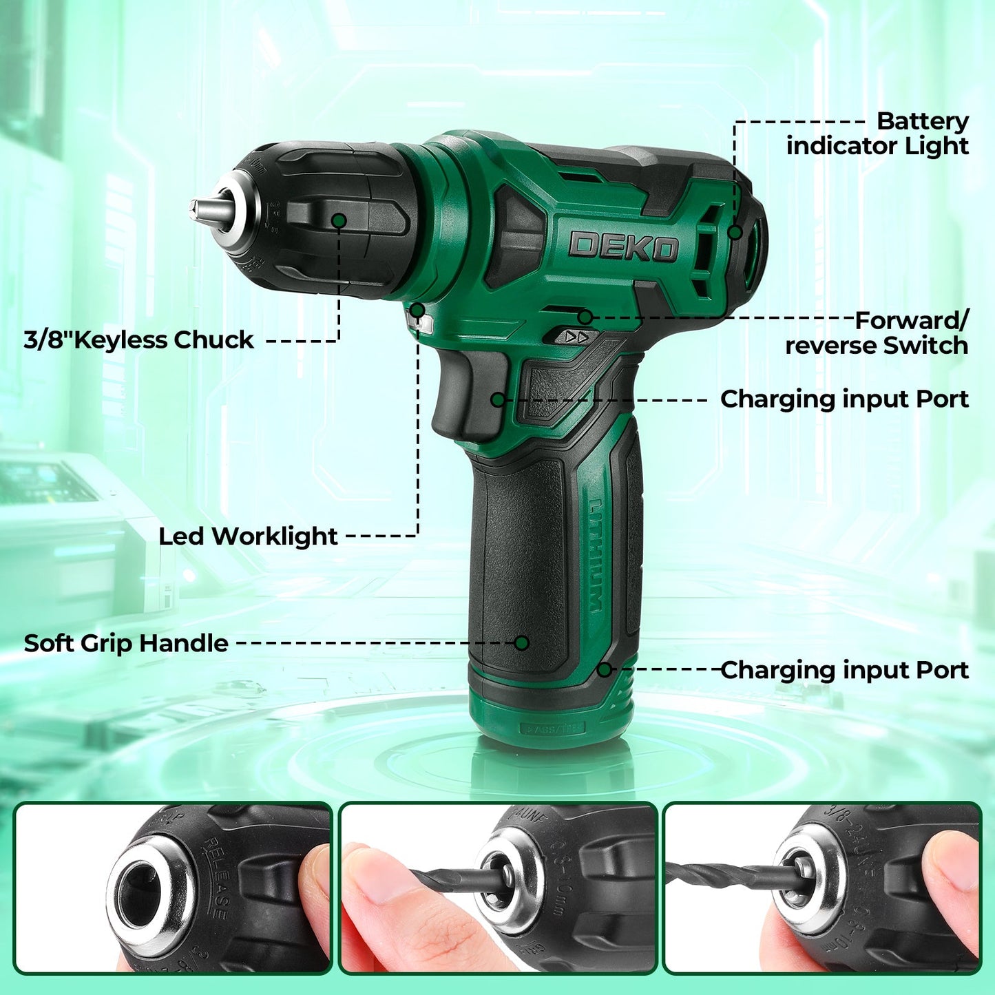 119 PCS Power Tool Set 8V/12V Cordless Drill Driver Hand Tool Kit Home DIY Repair