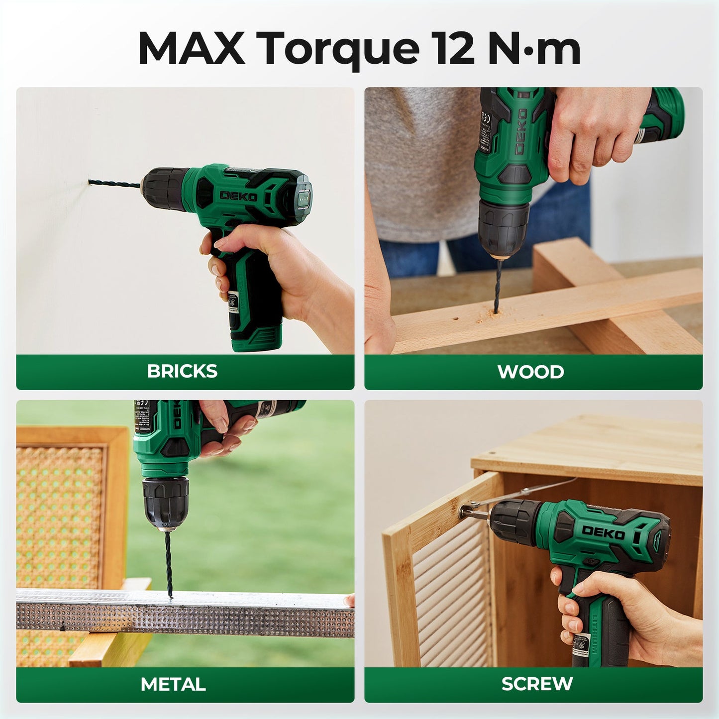 119 PCS Power Tool Set 8V/12V Cordless Drill Driver Hand Tool Kit Home DIY Repair