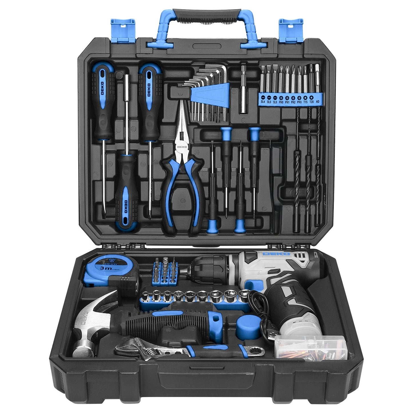 119 PCS Power Tool Set 8V/12V Cordless Drill Driver Hand Tool Kit Home DIY Repair