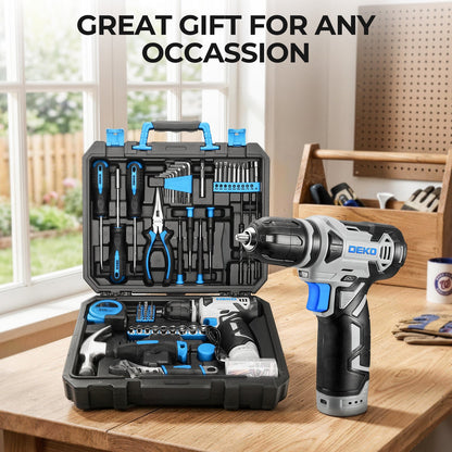 119 PCS Power Tool Set 8V/12V Cordless Drill Driver Hand Tool Kit Home DIY Repair