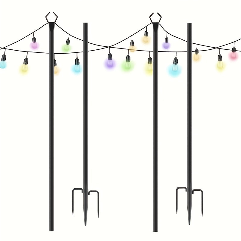 2/4/6 Pack 8.9FT String Light Poles Heavy Duty Outdoor Patio Garden