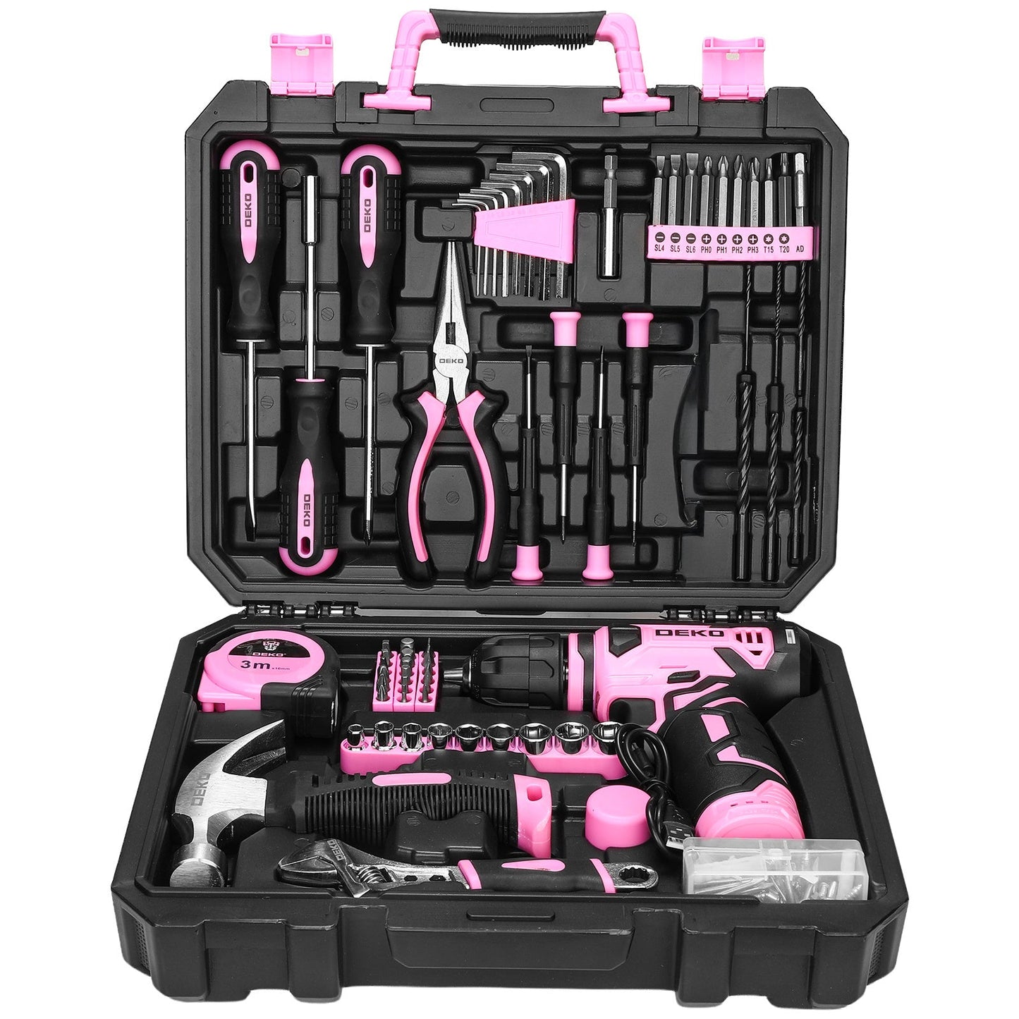 119 PCS Power Tool Set 8V/12V Cordless Drill Driver Hand Tool Kit Home DIY Repair