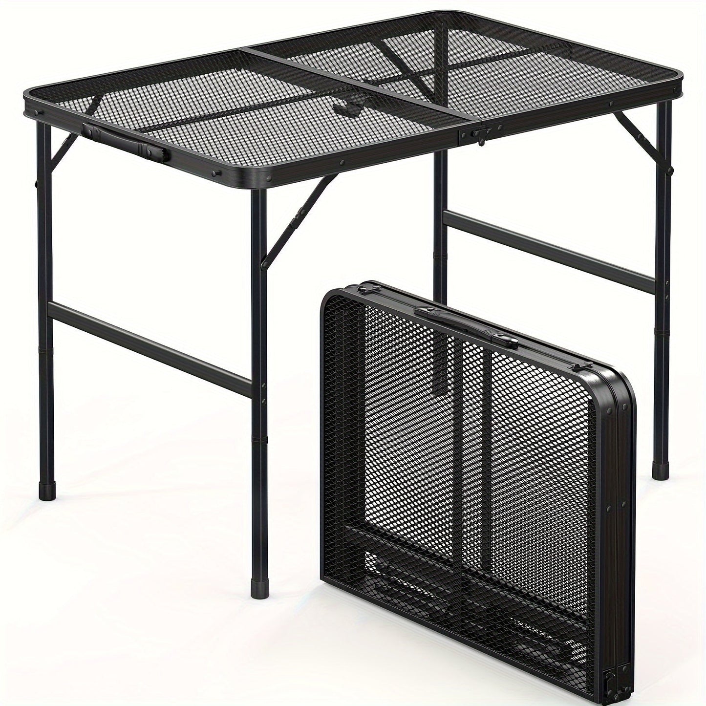 3FT Folding Camping Table Aluminum Portable Adjustable Picnic Table Black