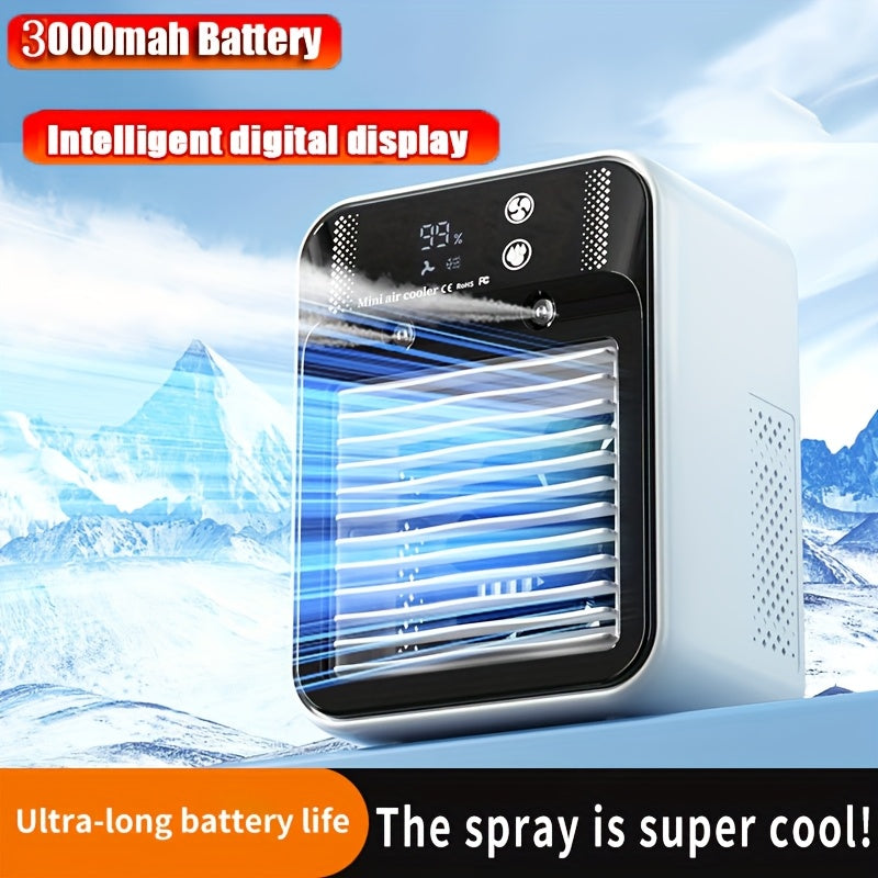 Portable Air Cooler Fan 6000mAh Rechargeable USB-C Personal Cooling Fan