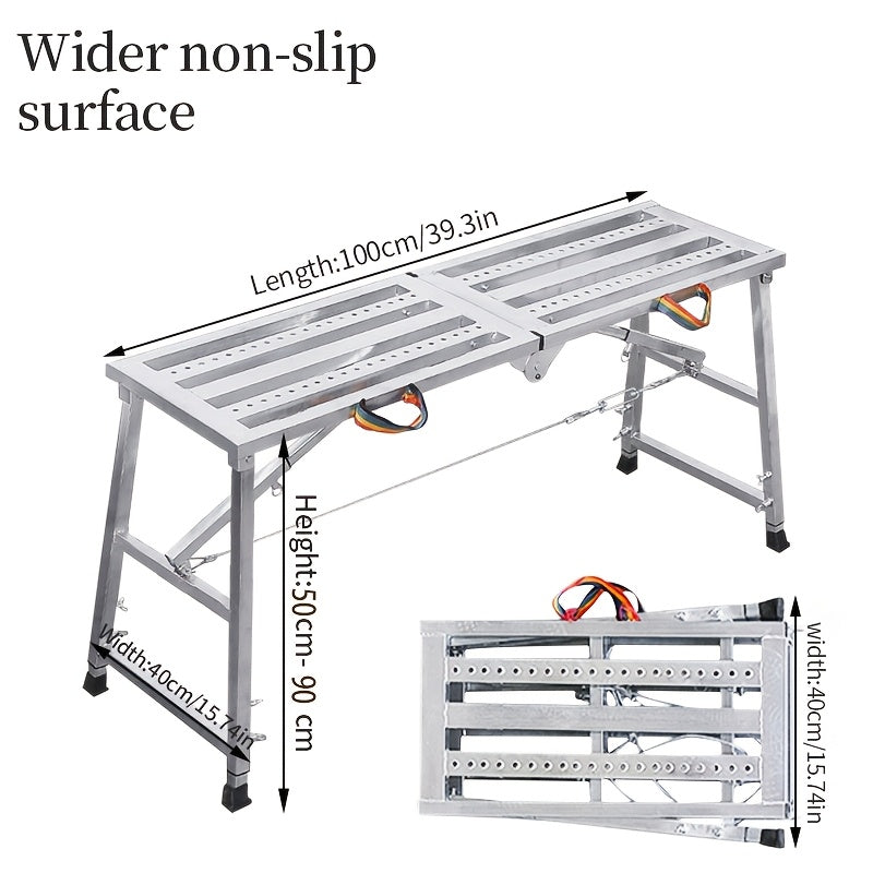 Adjustable Folding Scaffold Platform 1300LBS Portable Steel Work Bench Stool
