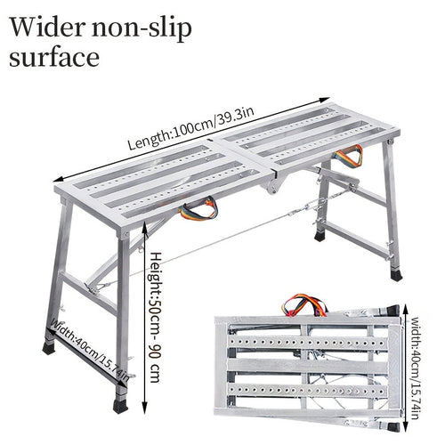 Adjustable Folding Scaffold Platform 1300LBS Portable Steel Work Bench Stool