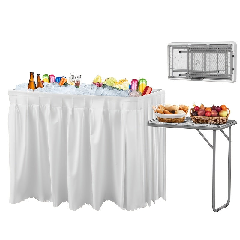 4ft Folding Ice Table with Drain Portable Cooler Table Party Fill & Chill White