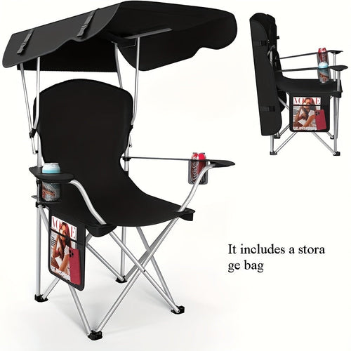 Portable Camping Chair with Canopy Folding Outdoor Chair Beach Fishing