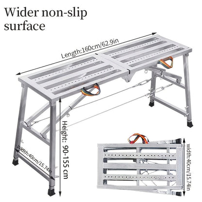 Adjustable Folding Scaffold Platform 1300LBS Portable Steel Work Bench Stool
