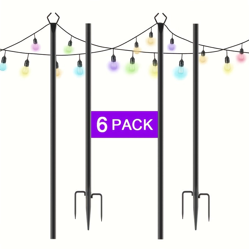 2/4/6 Pack 8.9FT String Light Poles Heavy Duty Outdoor Patio Garden