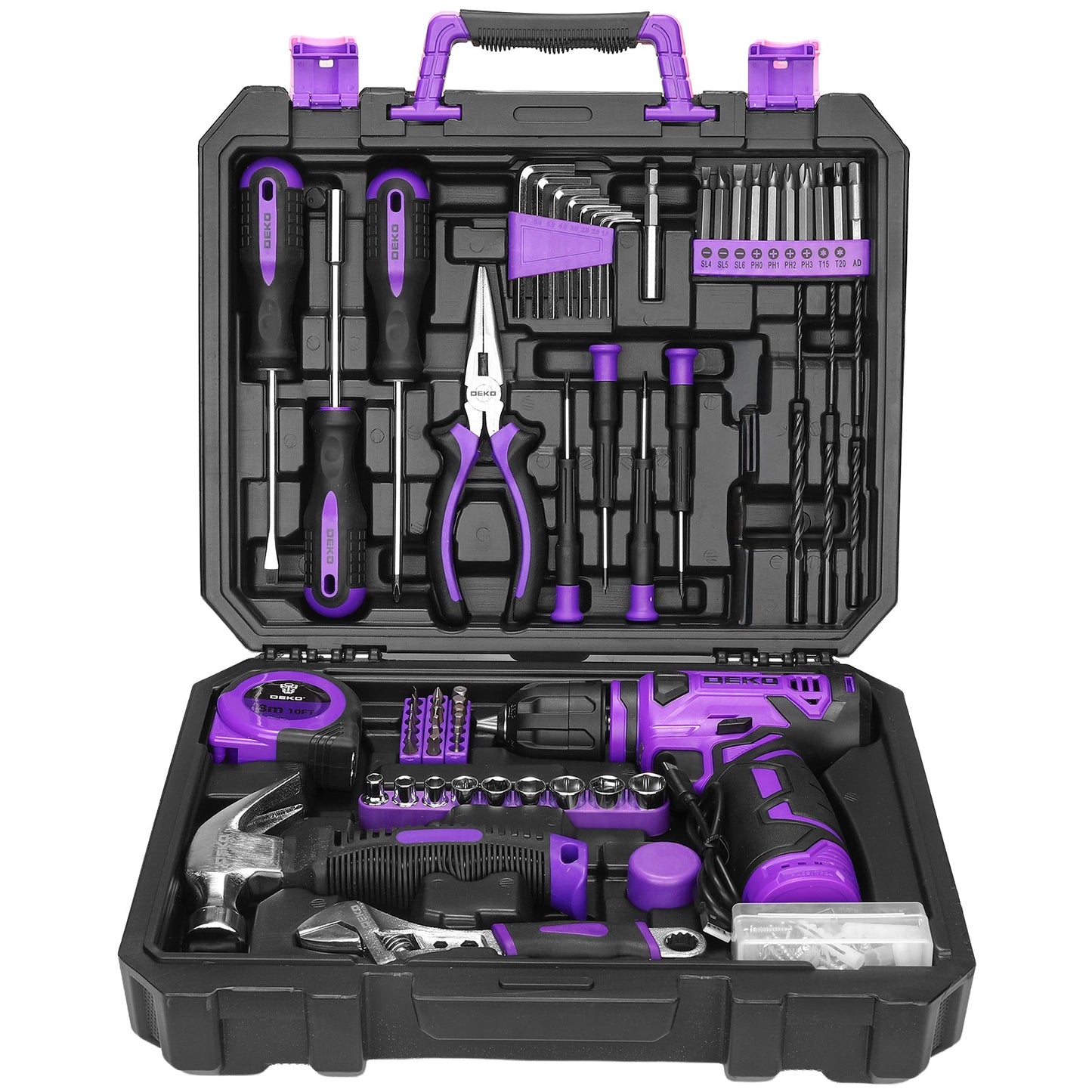 119 PCS Power Tool Set 8V/12V Cordless Drill Driver Hand Tool Kit Home DIY Repair