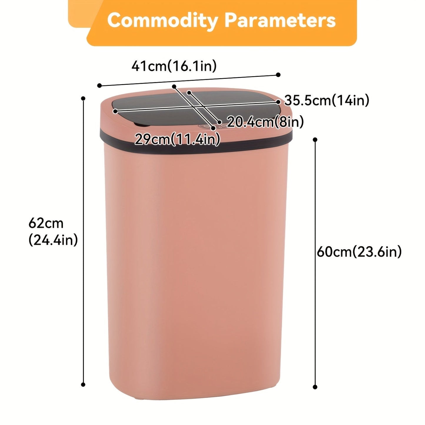 13 Gallon 50L Automatic Trash Can Touchless Motion Sensor Kitchen Garbage Bin