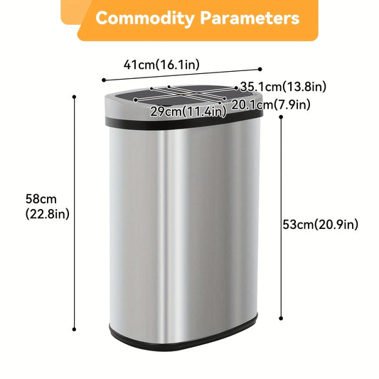 13 Gallon 50L Automatic Trash Can Touchless Motion Sensor Kitchen Garbage Bin