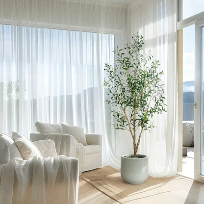 5/6/7 Ft Artificial Olive Tree with Realistic Leaves & Fruits, Multi-Trunk Potted Plant for Home Decor