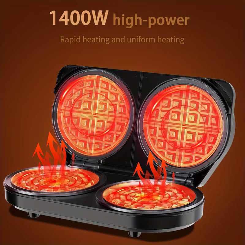 6-Inch Double Belgian Waffle Maker – 1400W Commercial-Style Waffle Machine