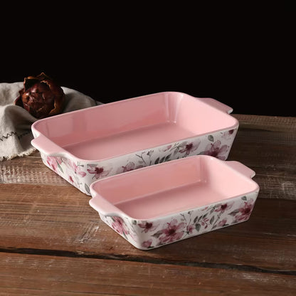 3-Piece Hand-Painted Ceramic Baking Dish Set