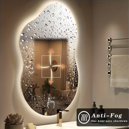 Irregular LED Bathroom Mirror with Lights – 40 x 24 Inch Asymmetrical Cloud Vanity Mirror