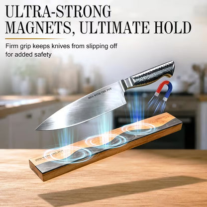 16-Inch Magnetic Knife Holder – Wood & Black ResinKeep Your Kitchen Clean, Organized &amp; Clutter-Free