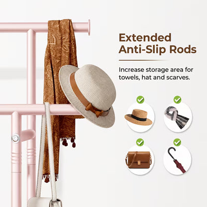 Heavy-Duty Double Rod Clothing Rack with Lockable Wheels – Large Capacity Garment Organizer