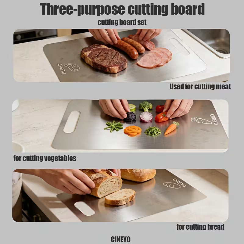 4-Piece Titanium Cutting Board Set with Storage Stand