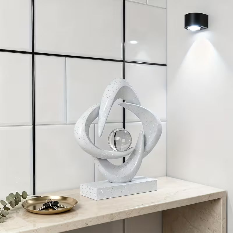 Abstract Resin Sculpture with Crystal Ball