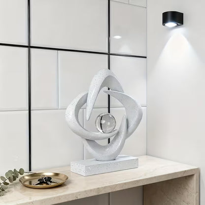 Abstract Resin Sculpture with Crystal Ball