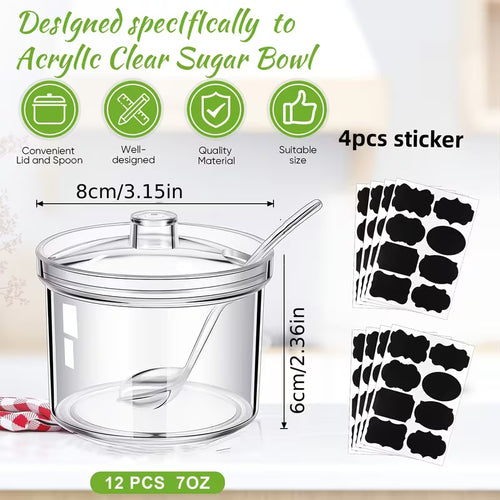 12-Piece 200ml Clear Acrylic Spice Jar Set