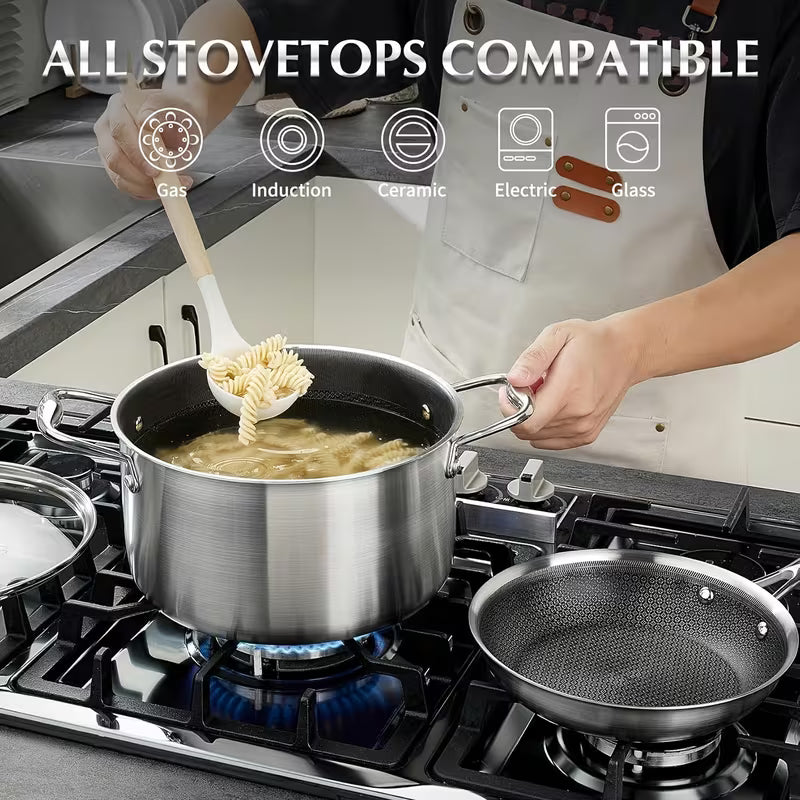 6-Piece Stainless Steel Nonstick Cookware Set with Honeycomb Interior