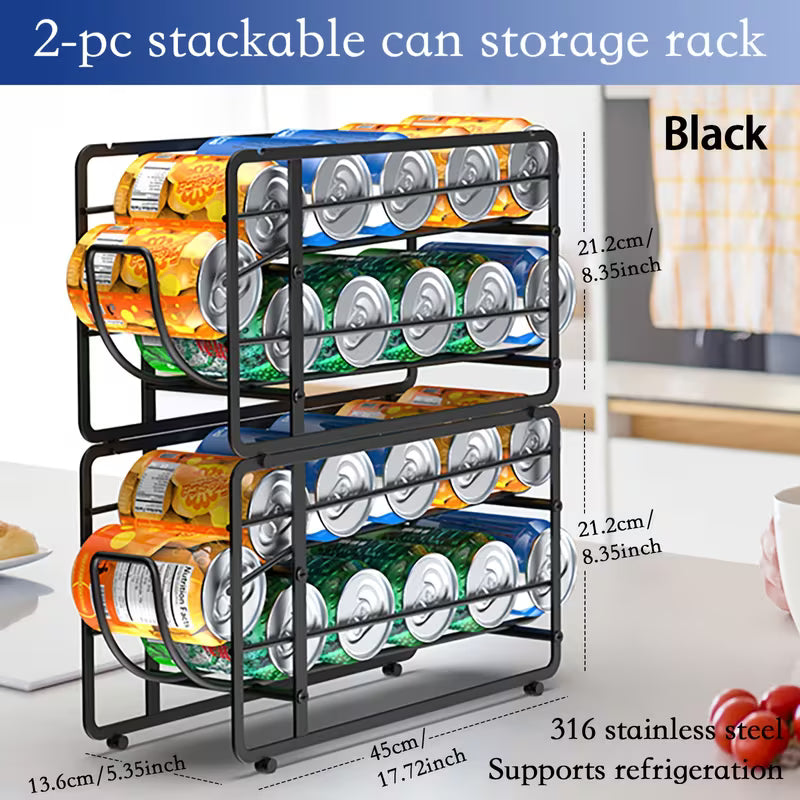 2-Pack Sliding Can Dispenser Rack – Stackable Pantry Can Organizer
