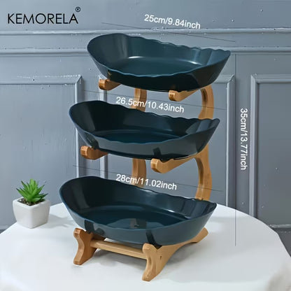3-Tier Wooden Fruit & Vegetable Basket – Kitchen Countertop Storage Organizer