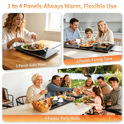 4-in-1 Electric Food Warmer Mat with Temperature Control & Timer