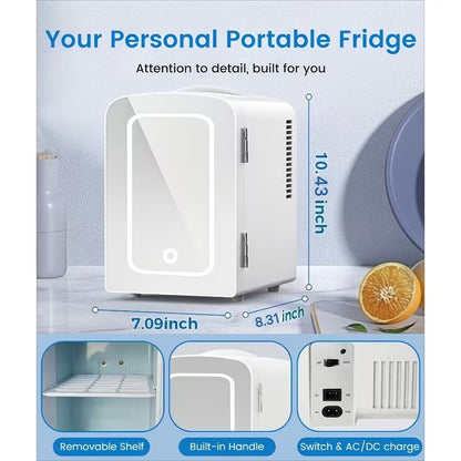 4L Skincare Mini Fridge with Dimmable LED Mirror