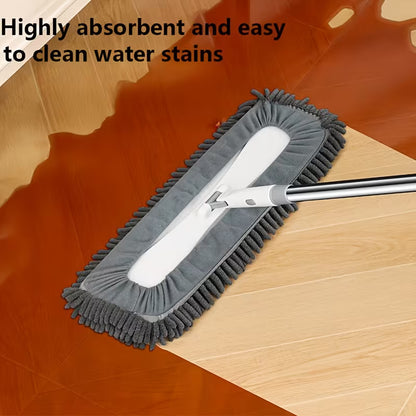 Microfiber Flat Dust Mop Set with 2 Reusable Pads – Washable Wet & Dry Floor Cleaning Mop