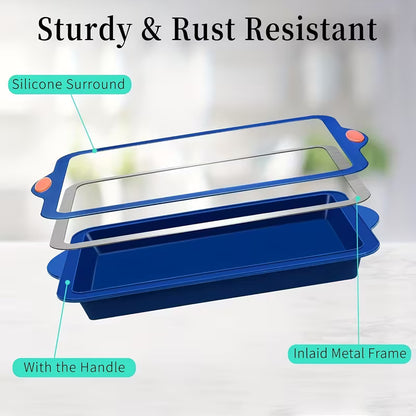 4-Piece Silicone Bakeware Set with Metal-Reinforced Frames
