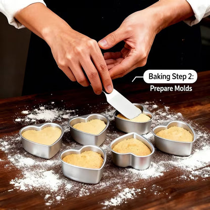 10-Piece 3-Inch Heart-Shaped Aluminum Cake Pan Set
