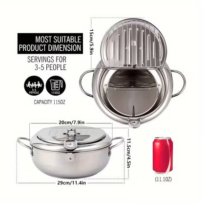 Heavy-Duty Stainless Steel Deep Fryer Pot with Temperature Gauge