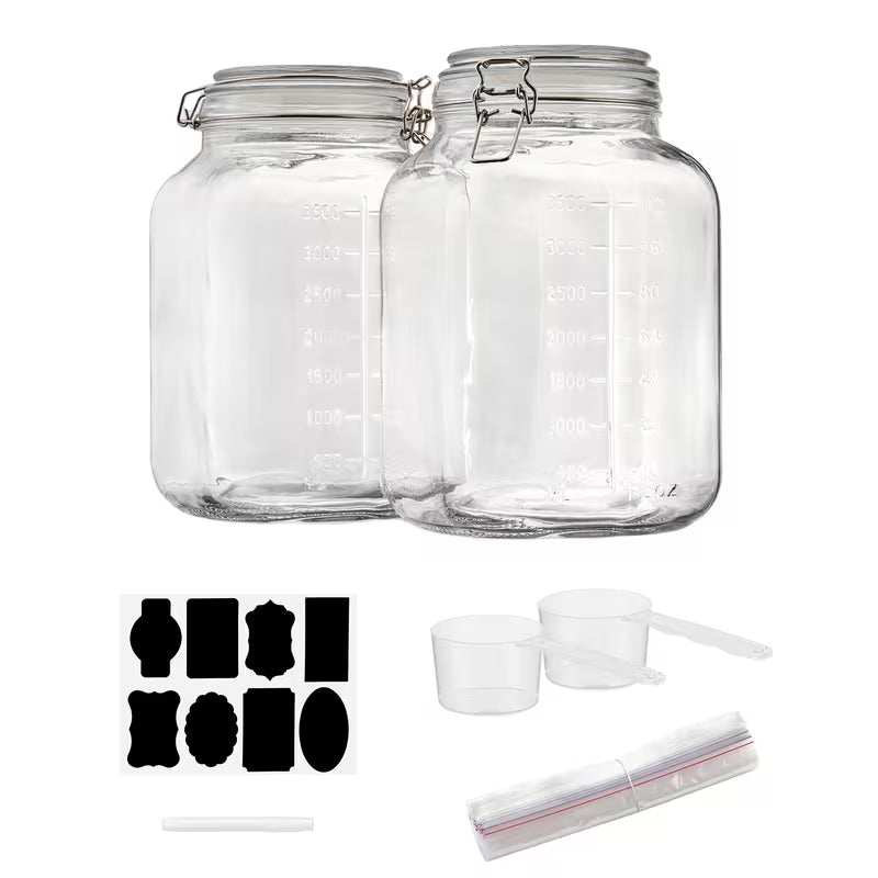 Large Glass Food Storage Jar with Airtight Clamp Lid – 1.1 Gallon / 140 Oz. Keep Your Pantry Fresh, Organized, and Easy to Access