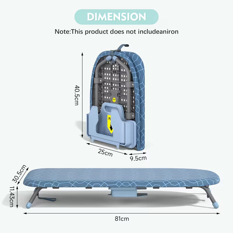 Small Foldable Tabletop Ironing Board with Iron Holder, Heat-Resistant Cover & Non-Slip Feet, Portable Mini Ironing Board for Home, Dorm & Travel